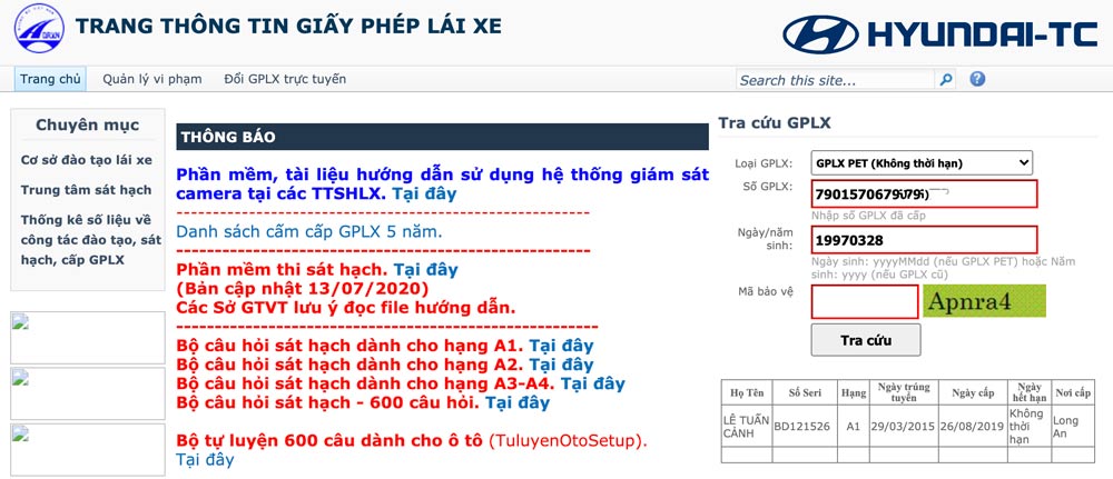 Cách tra cứu giấy phép lái xe (gplx) theo chứng minh nhân dân (cmnd)